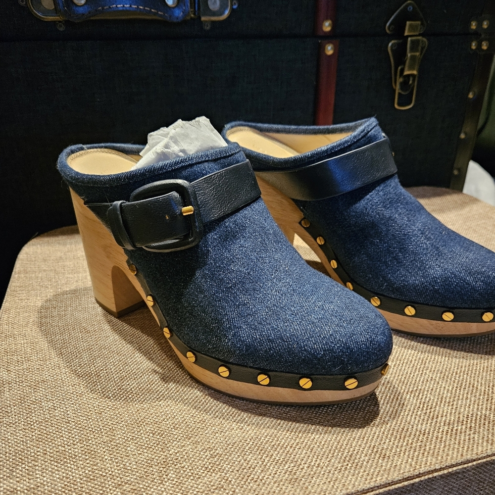 Veronica Beard Studded Accents Mules Denim. Excellent condition. Cut Wide. EU 39
